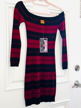 NWT Charlie Browns FB County Girls Old School Red Burgundy Black Mini Dress XS